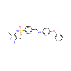 Cc1nn(C)c(C)c1NS(=O)(=O)c1ccc(CNc2ccc(Oc3ccccc3)cc2)cc1 ZINC001772605195