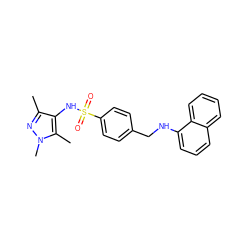 Cc1nn(C)c(C)c1NS(=O)(=O)c1ccc(CNc2cccc3ccccc23)cc1 ZINC001772603996