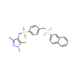 Cc1nn(C)c(C)c1NS(=O)(=O)c1ccc(CS(=O)(=O)c2ccc3ccccc3c2)cc1 ZINC001772593477