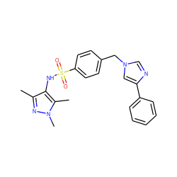 Cc1nn(C)c(C)c1NS(=O)(=O)c1ccc(Cn2cnc(-c3ccccc3)c2)cc1 ZINC001772611846