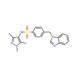 Cc1nn(C)c(C)c1NS(=O)(=O)c1ccc(Cn2cnc3ccccc32)cc1 ZINC000199943635