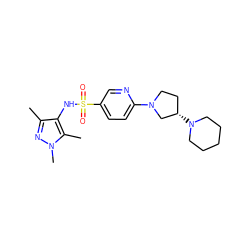 Cc1nn(C)c(C)c1NS(=O)(=O)c1ccc(N2CC[C@H](N3CCCCC3)C2)nc1 ZINC000199948153