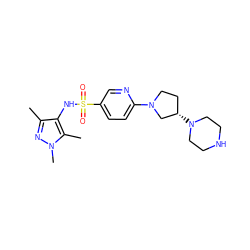 Cc1nn(C)c(C)c1NS(=O)(=O)c1ccc(N2CC[C@H](N3CCNCC3)C2)nc1 ZINC000073273901