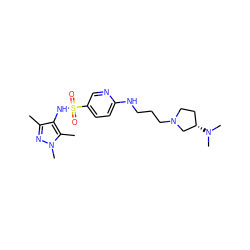 Cc1nn(C)c(C)c1NS(=O)(=O)c1ccc(NCCCN2CC[C@H](N(C)C)C2)nc1 ZINC000199937000