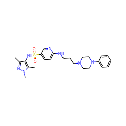 Cc1nn(C)c(C)c1NS(=O)(=O)c1ccc(NCCCN2CCN(c3ccccc3)CC2)nc1 ZINC000199944444