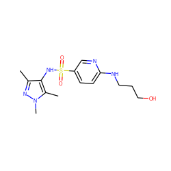 Cc1nn(C)c(C)c1NS(=O)(=O)c1ccc(NCCCO)nc1 ZINC000199942556