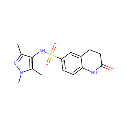 Cc1nn(C)c(C)c1NS(=O)(=O)c1ccc2c(c1)CCC(=O)N2 ZINC000005252625