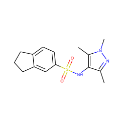 Cc1nn(C)c(C)c1NS(=O)(=O)c1ccc2c(c1)CCC2 ZINC000008718437