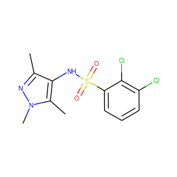 Cc1nn(C)c(C)c1NS(=O)(=O)c1cccc(Cl)c1Cl ZINC000006975267