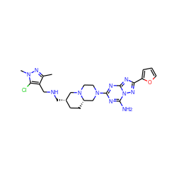 Cc1nn(C)c(Cl)c1CNC[C@H]1CC[C@H]2CN(c3nc(N)n4nc(-c5ccco5)nc4n3)CCN2C1 ZINC000013585867