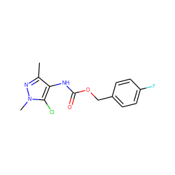 Cc1nn(C)c(Cl)c1NC(=O)OCc1ccc(F)cc1 ZINC000001384352