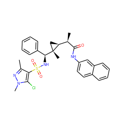 Cc1nn(C)c(Cl)c1S(=O)(=O)N[C@@H](c1ccccc1)[C@]1(C)C[C@H]1[C@@H](C)C(=O)Nc1ccc2ccccc2c1 ZINC000008829499