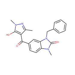 Cc1nn(C)c(O)c1C(=O)c1ccc2c(c1)n(Cc1ccccc1)c(=O)n2C ZINC000299869040