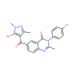 Cc1nn(C)c(O)c1C(=O)c1ccc2nc(C)n(-c3ccc(Br)cc3)c(=O)c2c1 ZINC000299837874