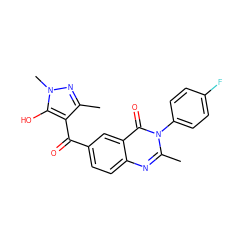 Cc1nn(C)c(O)c1C(=O)c1ccc2nc(C)n(-c3ccc(F)cc3)c(=O)c2c1 ZINC000299837512