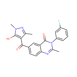 Cc1nn(C)c(O)c1C(=O)c1ccc2nc(C)n(-c3cccc(F)c3)c(=O)c2c1 ZINC000299839305