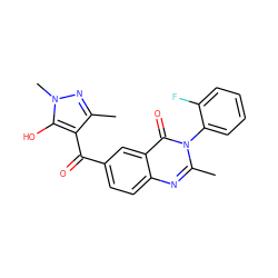 Cc1nn(C)c(O)c1C(=O)c1ccc2nc(C)n(-c3ccccc3F)c(=O)c2c1 ZINC000299833090