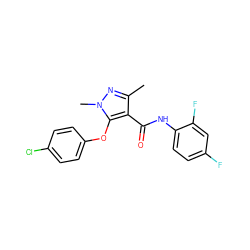 Cc1nn(C)c(Oc2ccc(Cl)cc2)c1C(=O)Nc1ccc(F)cc1F ZINC000001401130