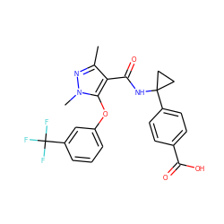 Cc1nn(C)c(Oc2cccc(C(F)(F)F)c2)c1C(=O)NC1(c2ccc(C(=O)O)cc2)CC1 ZINC000166593410