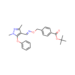 Cc1nn(C)c(Oc2ccccc2)c1/C=N/OCc1ccc(C(=O)OC(C)(C)C)cc1 ZINC000001532155