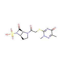 Cc1nn(C)c(SCC(=O)N2CC[C@@H]3[C@H]2C(=O)N3S(=O)(=O)O)nc1=O ZINC000013781315