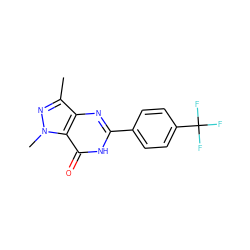 Cc1nn(C)c2c(=O)[nH]c(-c3ccc(C(F)(F)F)cc3)nc12 ZINC000028090807