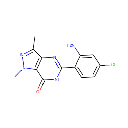 Cc1nn(C)c2c(=O)[nH]c(-c3ccc(Cl)cc3N)nc12 ZINC000013491870