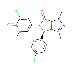 Cc1nn(C)c2c1[C@@H](c1ccc(Cl)cc1)N(c1cc(Cl)c(=O)n(C)c1)C2=O ZINC000220159686