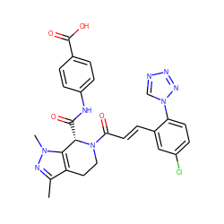 Cc1nn(C)c2c1CCN(C(=O)/C=C/c1cc(Cl)ccc1-n1cnnn1)[C@H]2C(=O)Nc1ccc(C(=O)O)cc1 ZINC000145838823