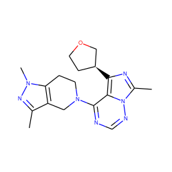 Cc1nn(C)c2c1CN(c1ncnn3c(C)nc([C@H]4CCOC4)c13)CC2 ZINC000169711714