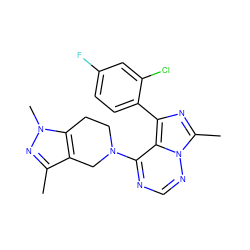 Cc1nn(C)c2c1CN(c1ncnn3c(C)nc(-c4ccc(F)cc4Cl)c13)CC2 ZINC000169711754