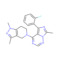 Cc1nn(C)c2c1CN(c1ncnn3c(C)nc(-c4ccccc4F)c13)CC2 ZINC000169711747