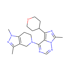 Cc1nn(C)c2c1CN(c1ncnn3c(C)nc(C4CCOCC4)c13)CC2 ZINC000169711734