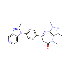 Cc1nn(C)c2c1N(C)C(=O)CC(c1ccc(-n3c(C)nc4cnccc43)cc1)=N2 ZINC000013743171