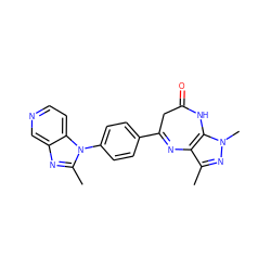 Cc1nn(C)c2c1N=C(c1ccc(-n3c(C)nc4cnccc43)cc1)CC(=O)N2 ZINC000100041532