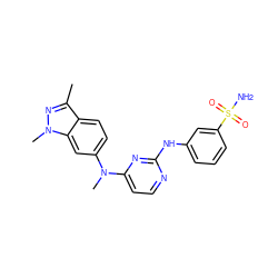 Cc1nn(C)c2cc(N(C)c3ccnc(Nc4cccc(S(N)(=O)=O)c4)n3)ccc12 ZINC000040917450