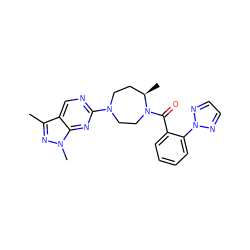 Cc1nn(C)c2nc(N3CC[C@@H](C)N(C(=O)c4ccccc4-n4nccn4)CC3)ncc12 ZINC000169347337