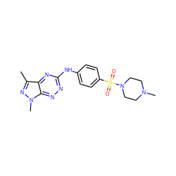 Cc1nn(C)c2nnc(Nc3ccc(S(=O)(=O)N4CCN(C)CC4)cc3)nc12 ZINC000169310124