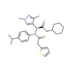 Cc1nn(C)cc1[C@@H](C(=O)NC1CCCCC1)N(C(=O)Cc1cccs1)c1ccc(C(C)C)cc1 ZINC000008666992