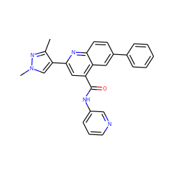 Cc1nn(C)cc1-c1cc(C(=O)Nc2cccnc2)c2cc(-c3ccccc3)ccc2n1 ZINC000150119240