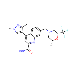 Cc1nn(C)cc1-c1cc(C(N)=O)nc2cc(CN3C[C@@H](C)O[C@@H](C(F)(F)F)C3)ccc12 ZINC000221618369