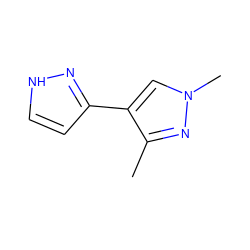 Cc1nn(C)cc1-c1cc[nH]n1 ZINC000004243627