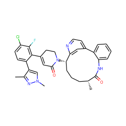 Cc1nn(C)cc1-c1ccc(Cl)c(F)c1C1=CC(=O)N([C@H]2CCC[C@@H](C)C(=O)Nc3ccccc3-c3ccnc2c3)CC1 ZINC000220114978