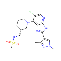 Cc1nn(C)cc1-c1nc2c(N3CCC[C@@H](CNS(C)(=O)=O)C3)c(Cl)cnc2[nH]1 ZINC000103273764