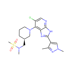 Cc1nn(C)cc1-c1nc2c(N3CCC[C@H](CN(C)S(C)(=O)=O)C3)c(Cl)cnc2[nH]1 ZINC000103273767