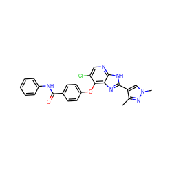 Cc1nn(C)cc1-c1nc2c(Oc3ccc(C(=O)Nc4ccccc4)cc3)c(Cl)cnc2[nH]1 ZINC000103273778