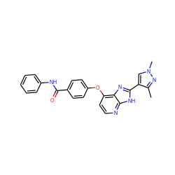 Cc1nn(C)cc1-c1nc2c(Oc3ccc(C(=O)Nc4ccccc4)cc3)ccnc2[nH]1 ZINC000103275401