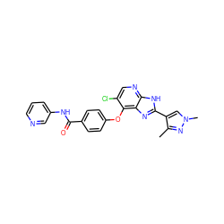 Cc1nn(C)cc1-c1nc2c(Oc3ccc(C(=O)Nc4cccnc4)cc3)c(Cl)cnc2[nH]1 ZINC000103275408