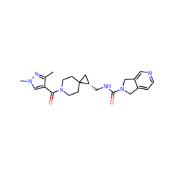 Cc1nn(C)cc1C(=O)N1CCC2(CC1)C[C@@H]2CNC(=O)N1Cc2ccncc2C1 ZINC001772584062