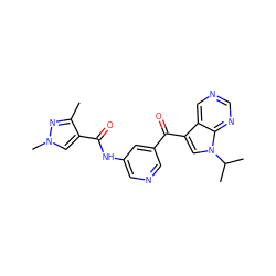 Cc1nn(C)cc1C(=O)Nc1cncc(C(=O)c2cn(C(C)C)c3ncncc23)c1 ZINC000169707929